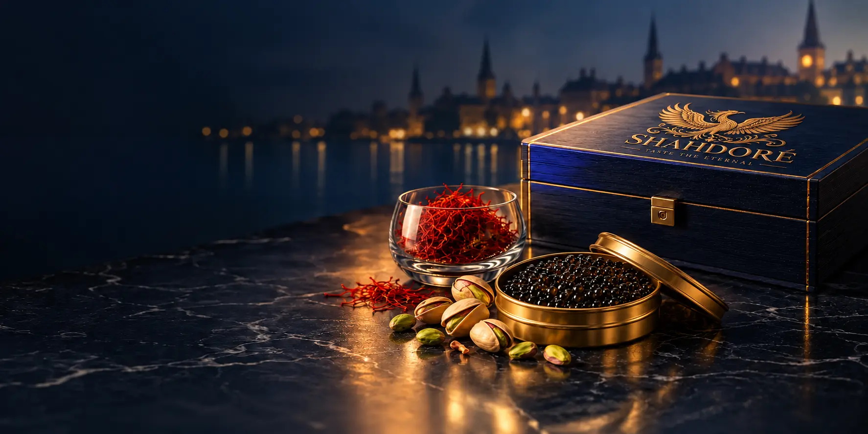 Shahdoré luxury collection with caviar, saffron and pistachio