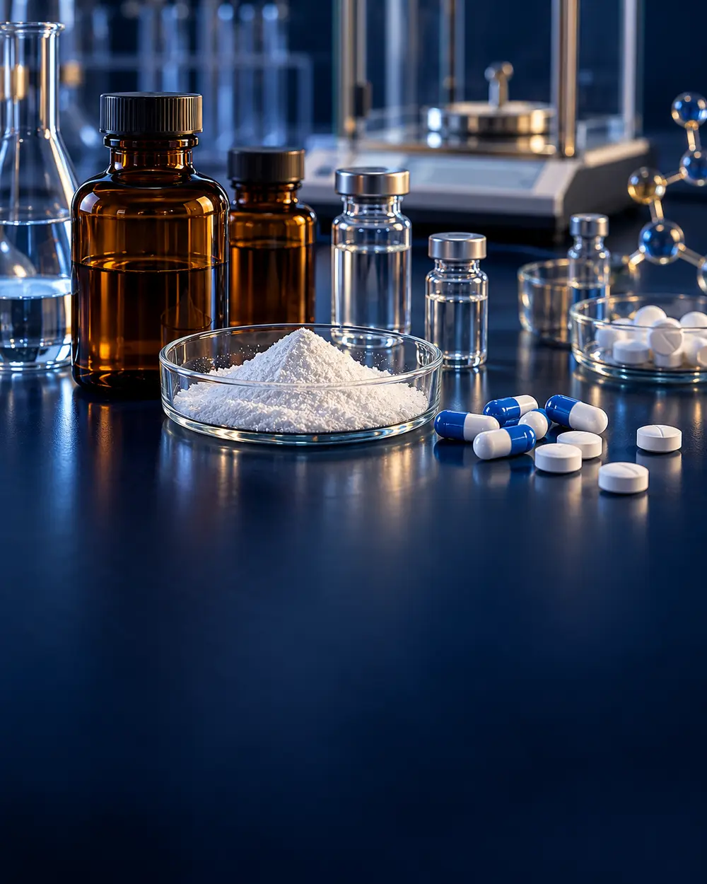 Pharmaceutical ingredients, laboratory vials, capsules and tablets